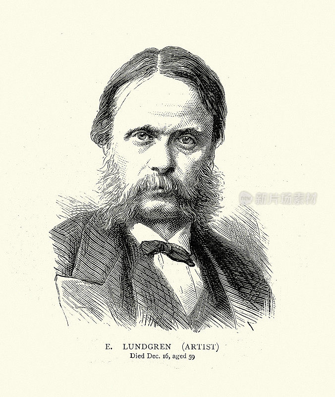 埃格隆・朗格伦，瑞典画家和作家，专门从事水彩画，1876年，维多利亚时代的艺术家，19世纪