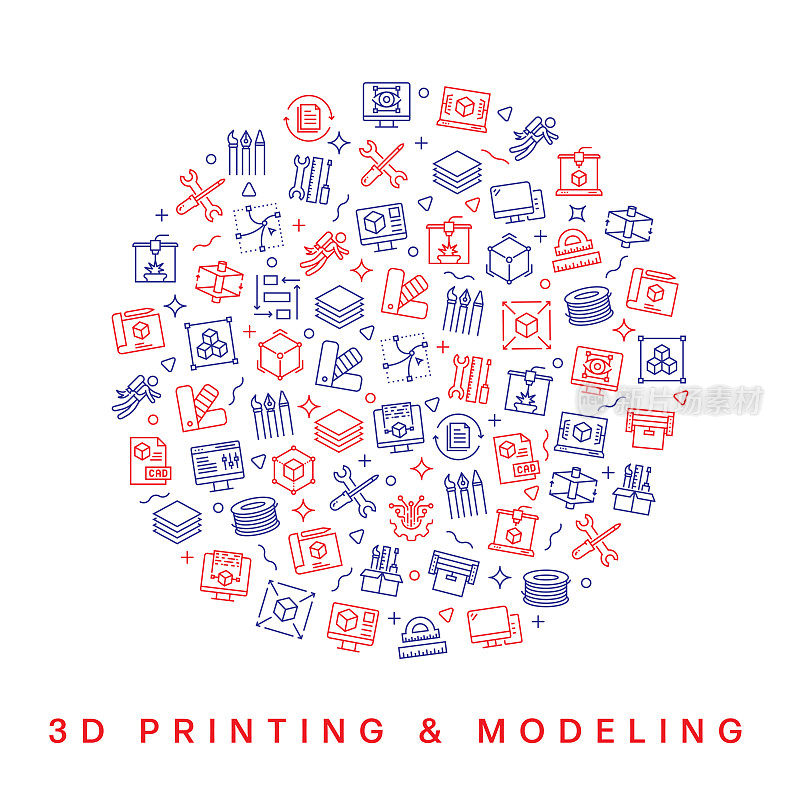 3d打印和建模相关的图案设计。现代线条风格设计