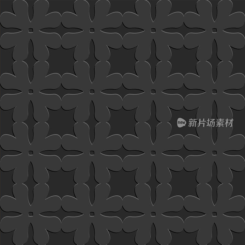 黑色无缝模式，单色阿拉伯华丽的阿拉伯黑背景设计，矢量插图