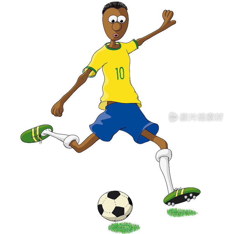 巴西足球运动员正在踢球
