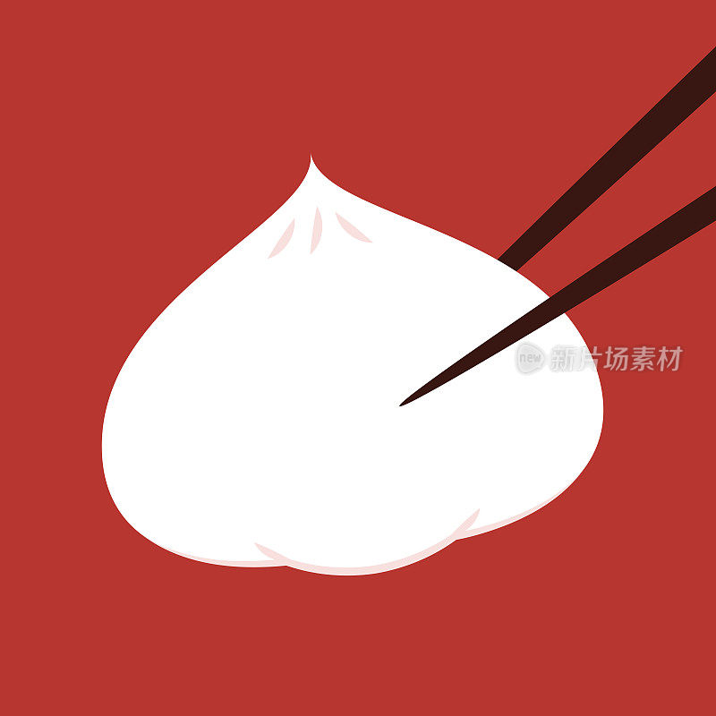 中国蒸汽包子插图矢量。亚洲食物矢量插图。包子是中国食物。