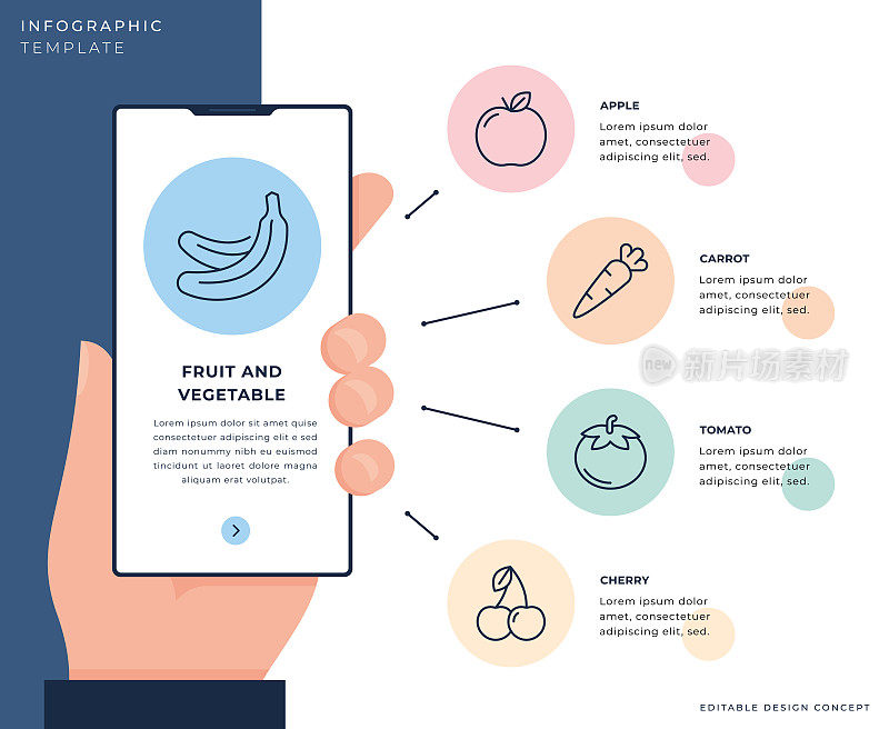 水果和蔬菜信息图设计模板