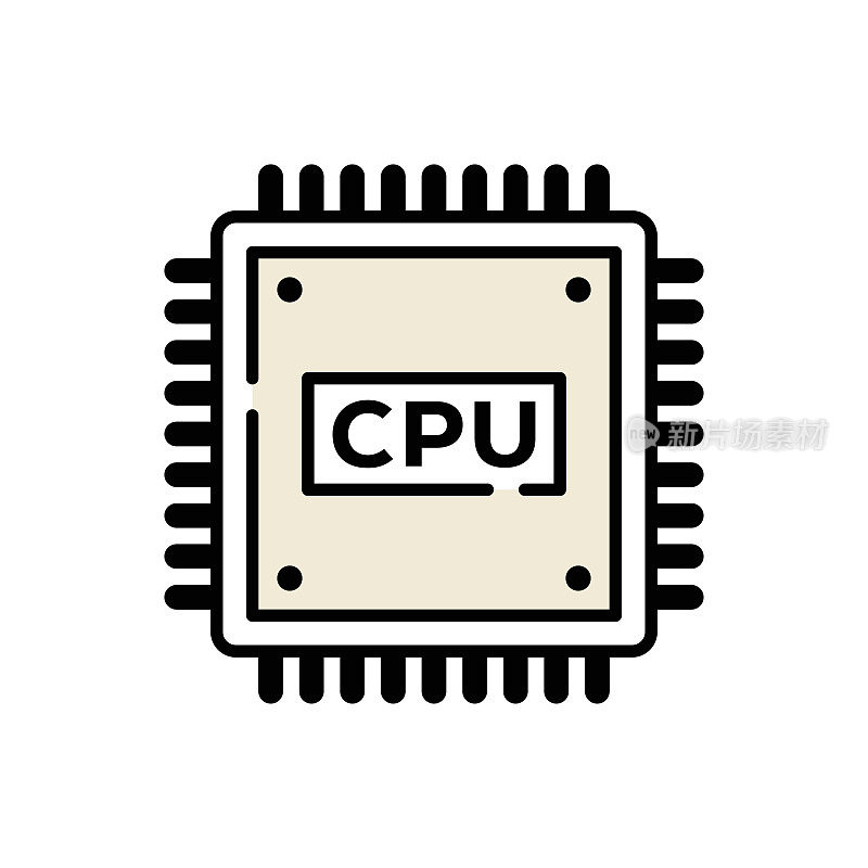 CPU简单线图标