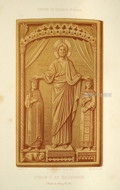 基督祝福奥托和西奥法诺，象牙书封面后，10世纪拜占庭艺术