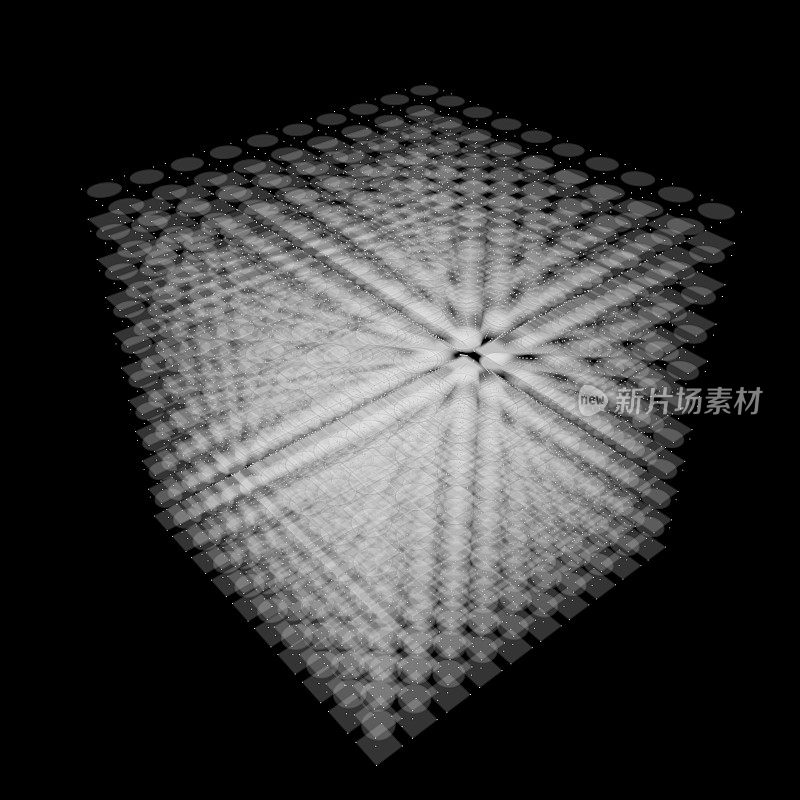 三维立方体抽象立方体与许多连接。减少的观点。