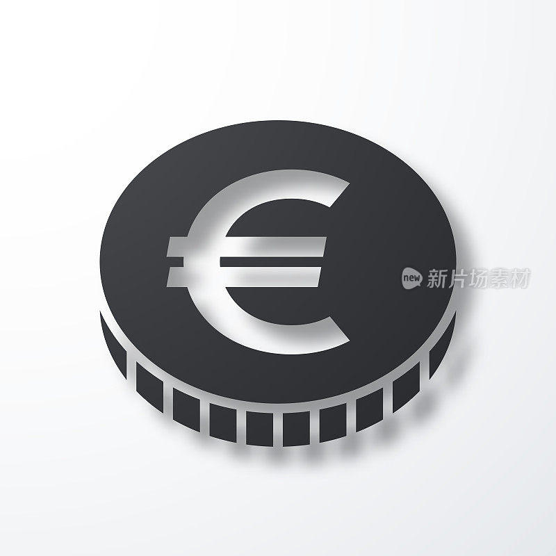 欧元硬币。白色背景上的阴影图标