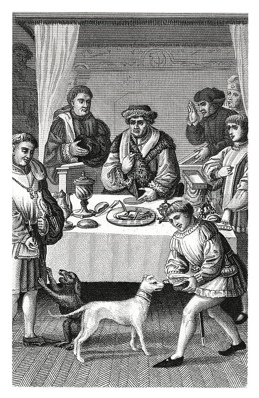 十五世纪的晚餐(仿古木刻)