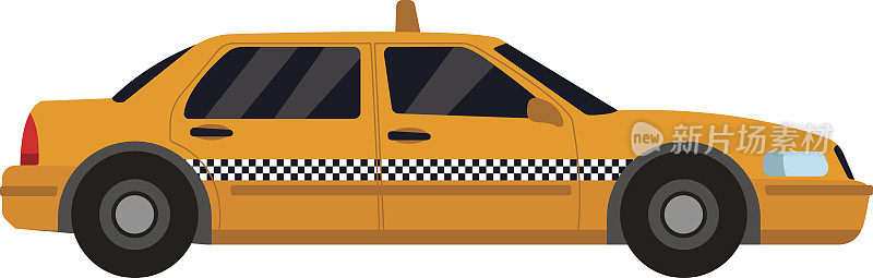 黄色出租车矢量图。
