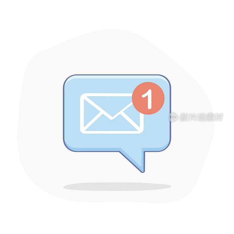 新的消息通知图标矢量隔离在白色背景，新的电子邮件，信件
