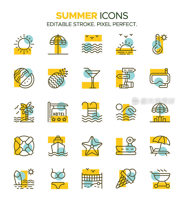 夏天图标集-阳光的喜悦，阳光，海滩，假期，海，旅行