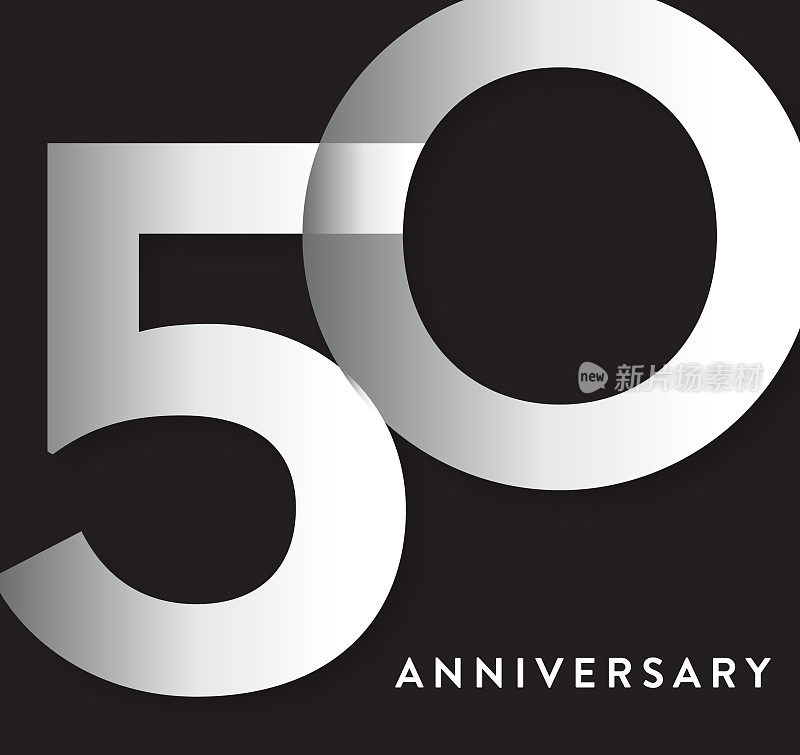 50周年纪念广场标签几何字体设计在银