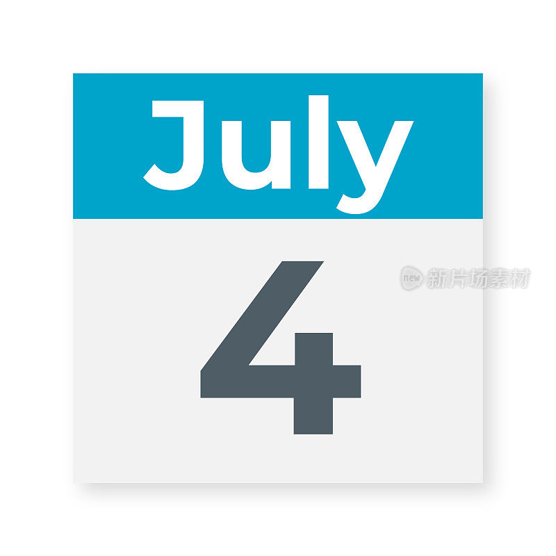 7月4日――日历叶子。矢量图