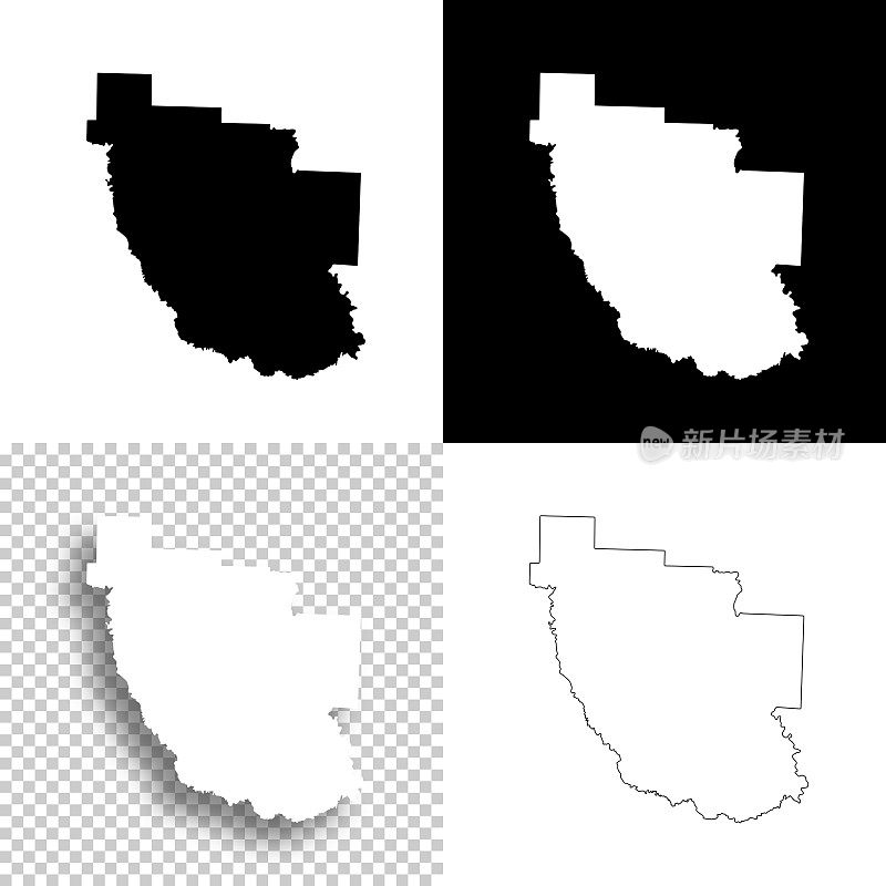 克拉克县，阿肯色州。设计地图。空白，白色和黑色背景