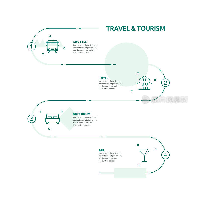 旅游和旅游概念信息图表设计与可编辑的笔画线图标