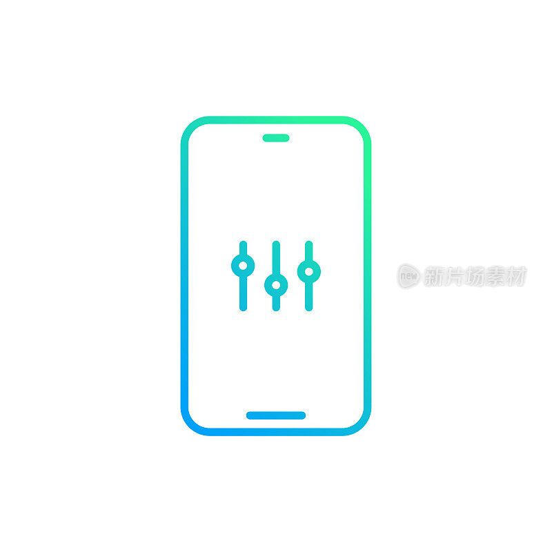 手机设置渐变线图标。Icon适用于网页设计、移动应用、UI、UX和GUI设计。