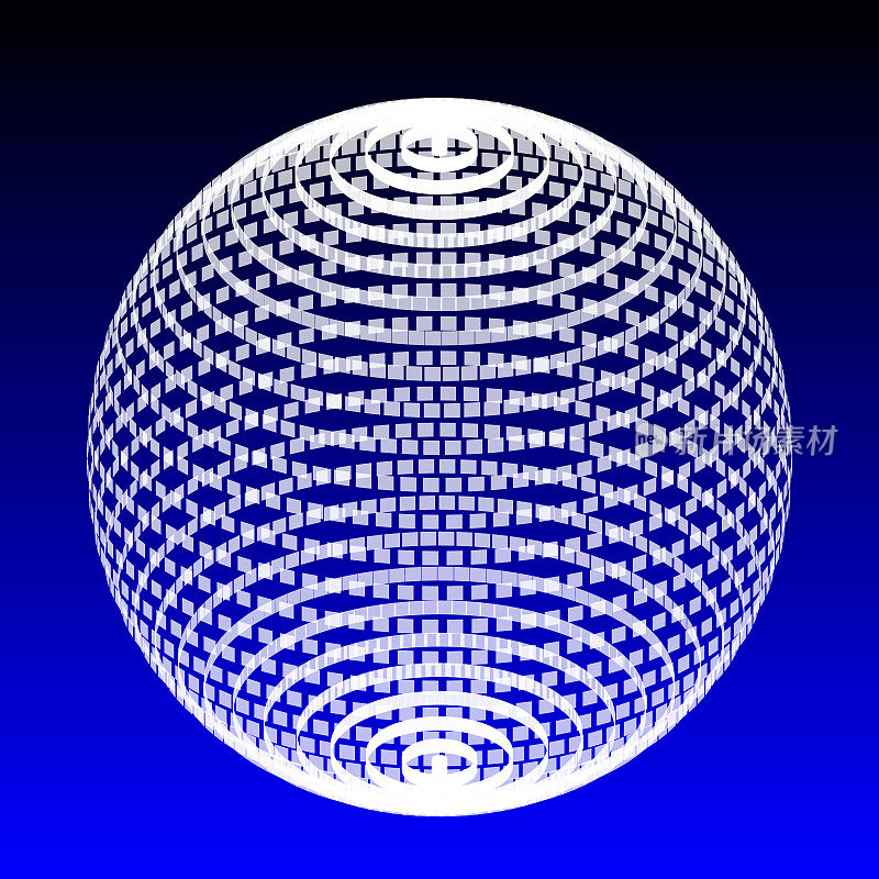 抽象的球形三维形状由立体的正方形与透视