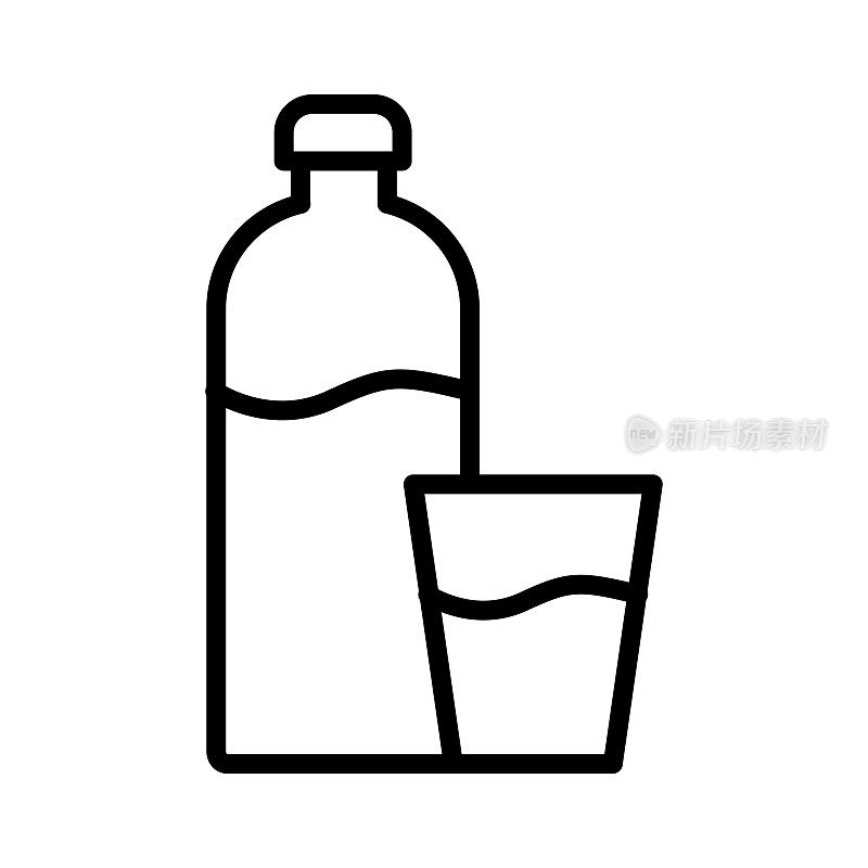 水瓶单线图标