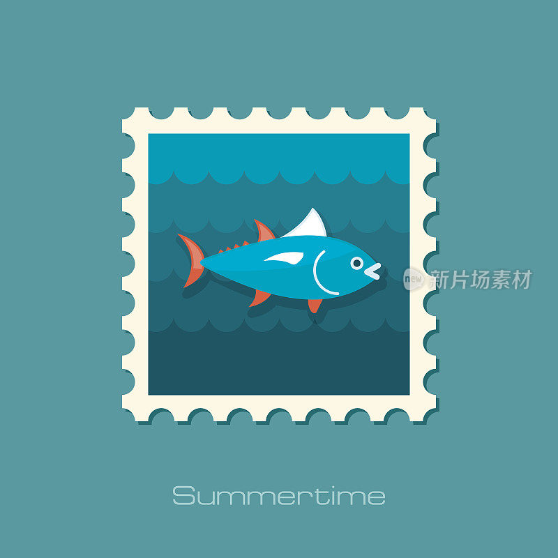 金枪鱼邮票。钓鱼。假期