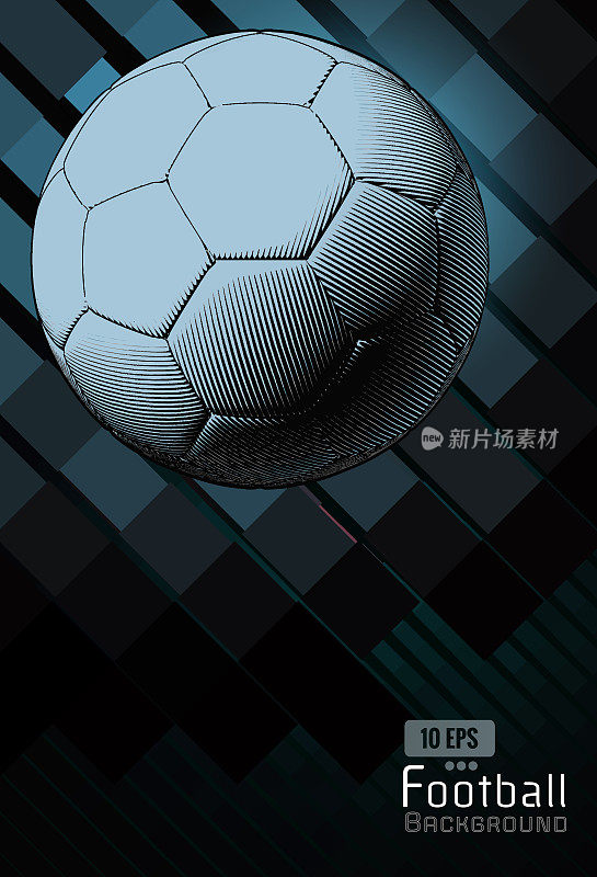足球绘制在蓝色动态BG布局