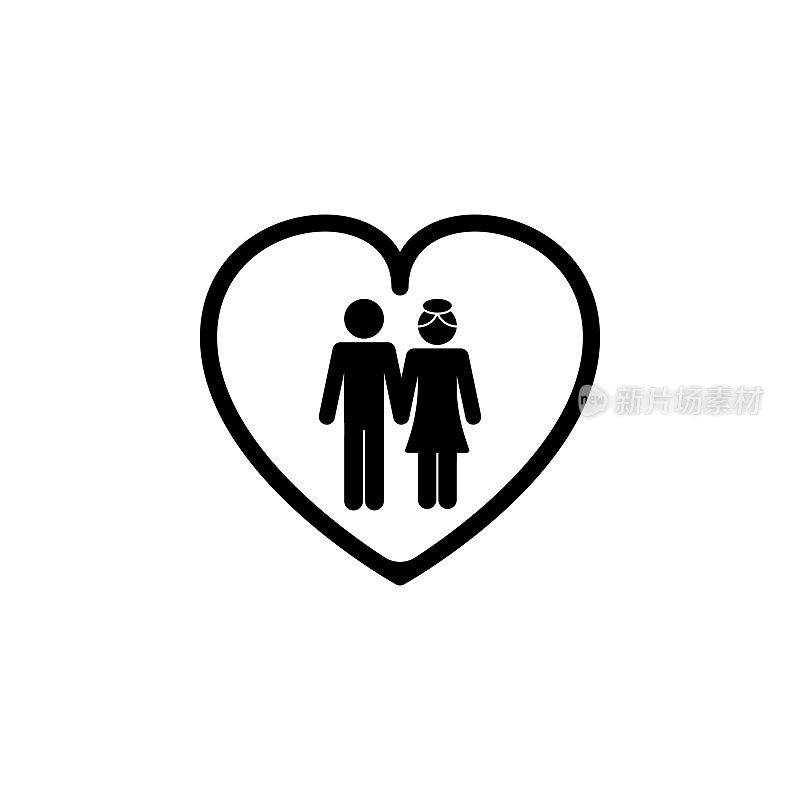丈夫和妻子在心中的图标。幸福家庭的元素图标。优质的图形设计图标。标志，符号收集图标为网站，网页设计，移动应用程序