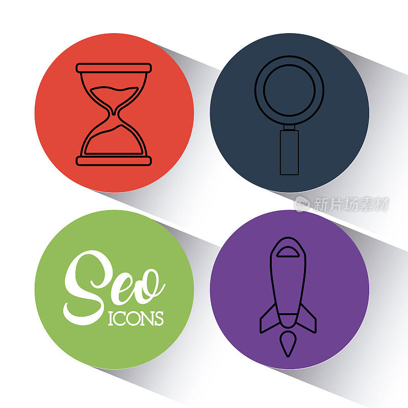 Seo搜索引擎优化和营销图标