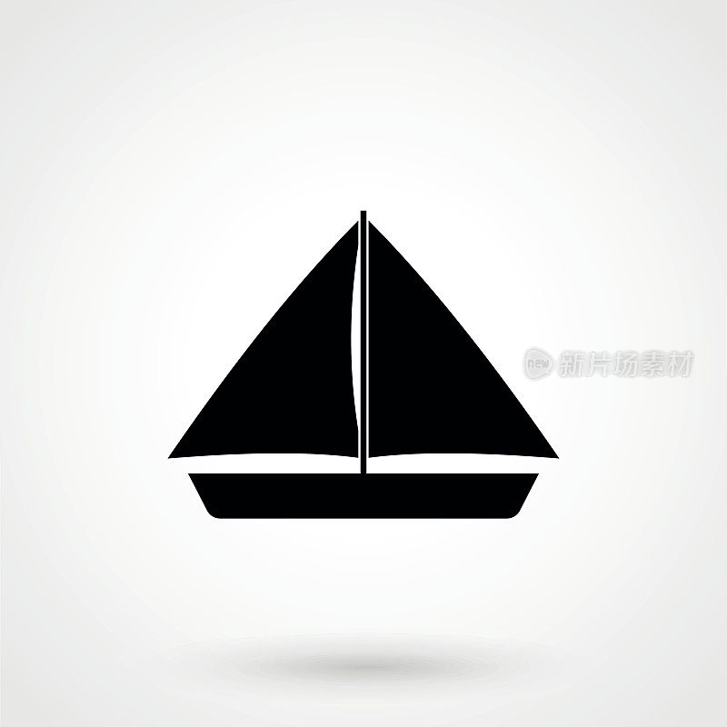 帆船图标。帆船的象征。平面向量插图