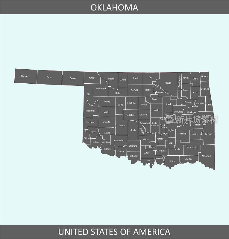 俄克拉何马州县地图