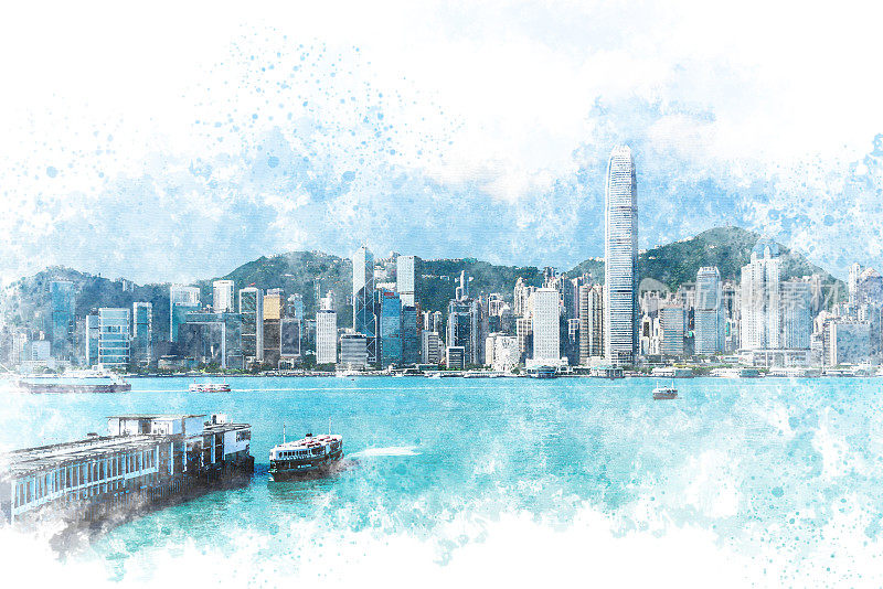 香港-水彩画