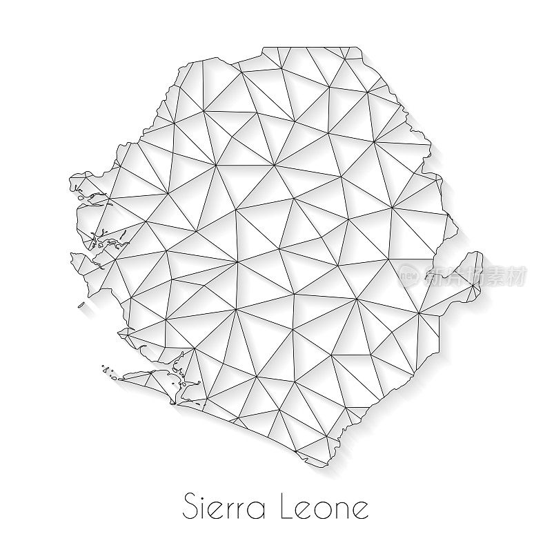 塞拉利昂地图连接-网络网格上的白色背景