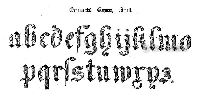 仿古原版打字字体字母:装饰性德文、小型
