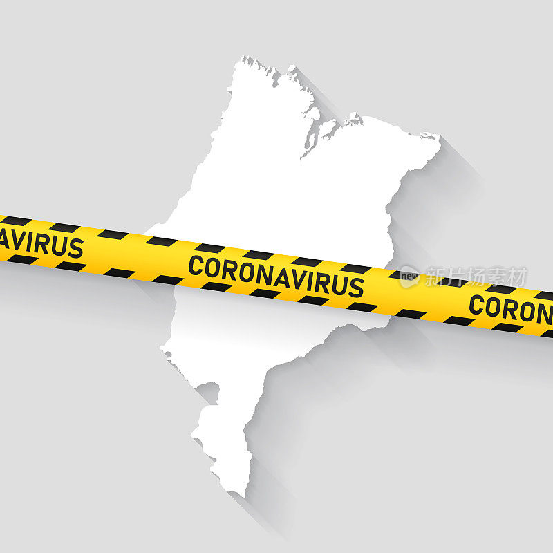 马拉尼豪地图与冠状病毒保释胶带。Covid-19爆发