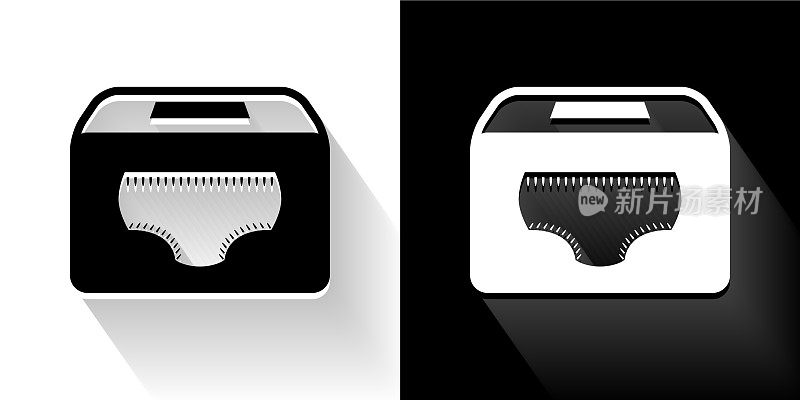 尿布架黑色和白色长影子图标