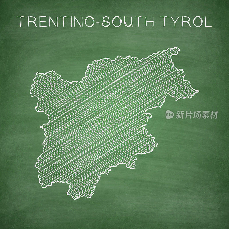 画在黑板上的特伦蒂诺-南蒂罗尔地图