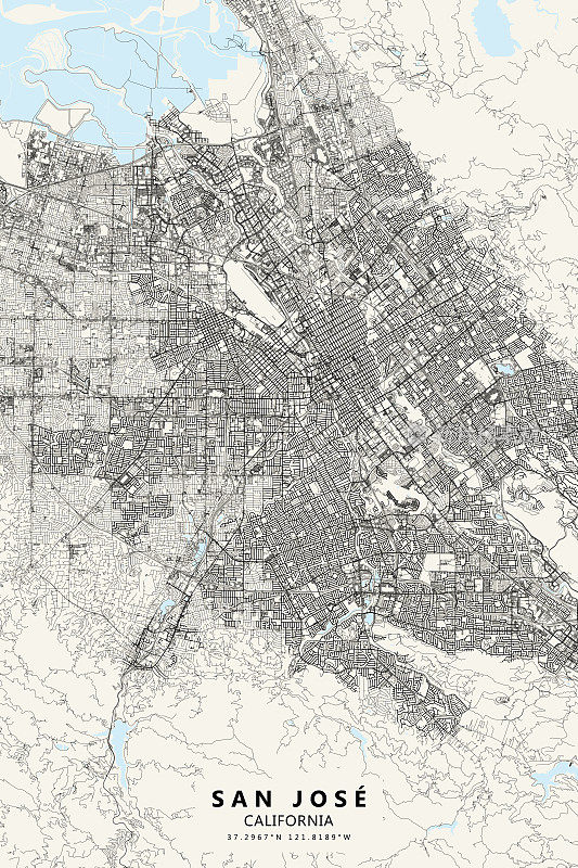 圣何塞，加利福尼亚州，美国矢量地图