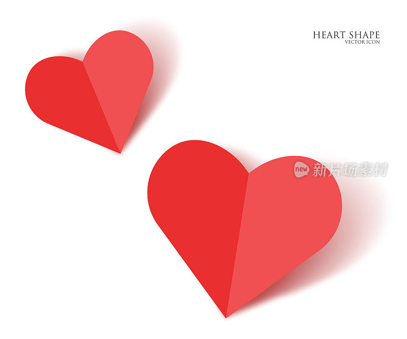 红纸切心形情人节或任何其他爱的邀请卡stock插图。折纸心向量