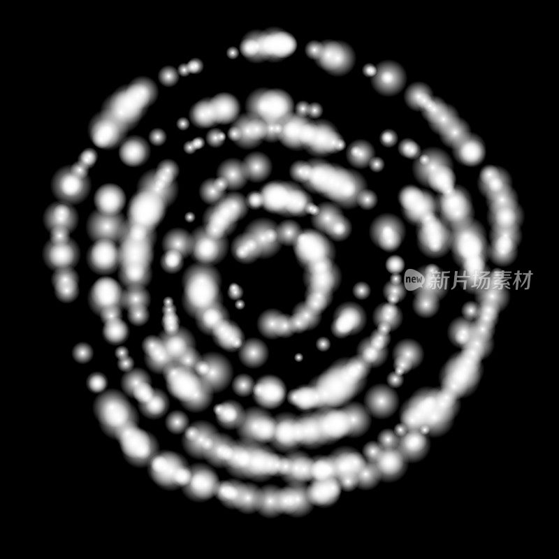 在轨道上的白色模糊点上绘制的抽象圆形图案