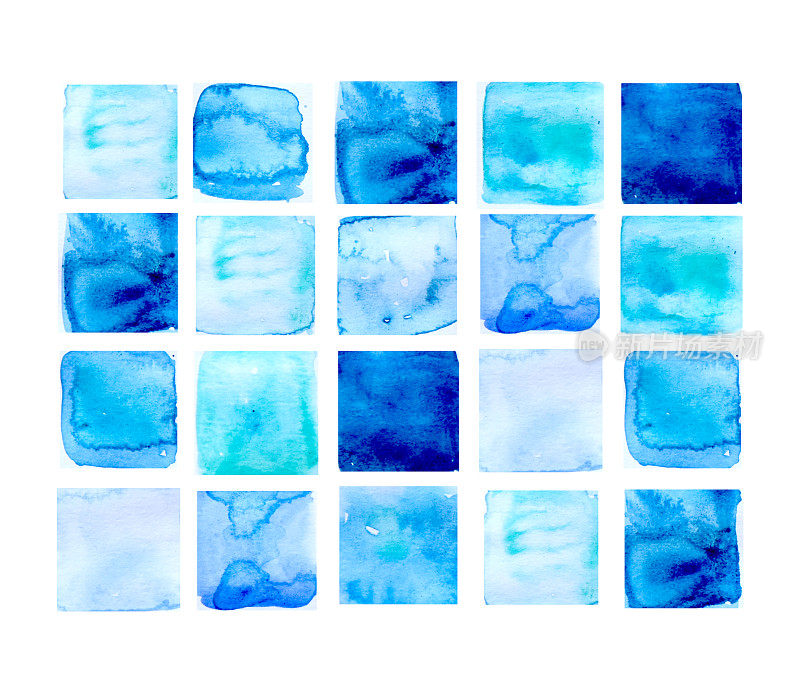 蓝色马赛克游泳池方形瓷砖天蓝色、深蓝色、天蓝色