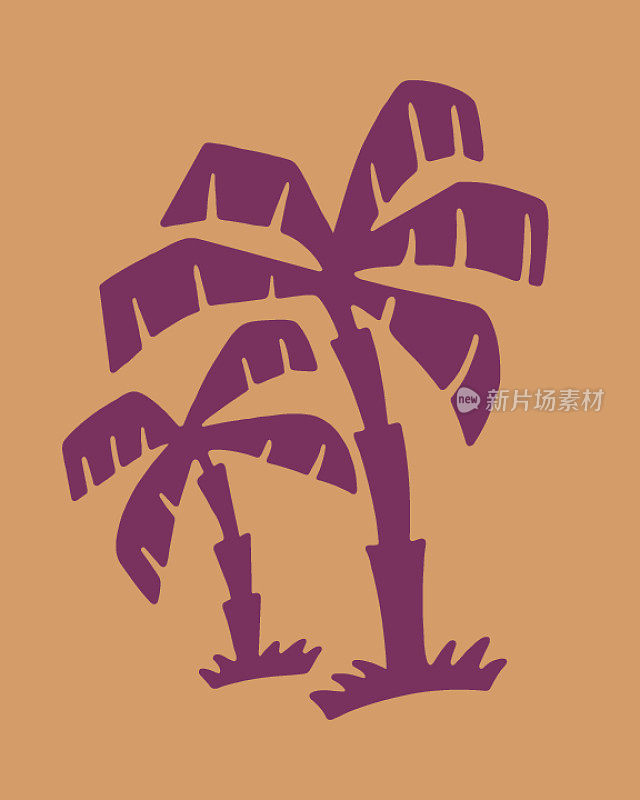 插图与棕榈树的符号