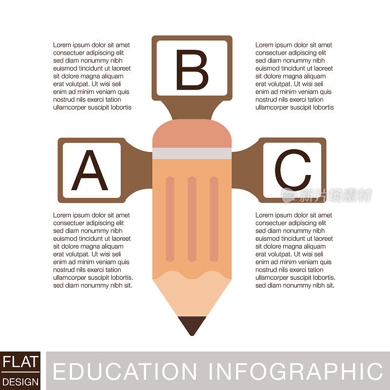 带文本和图标的铅笔教育信息图表