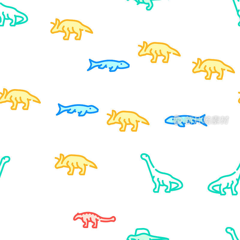 恐龙野生动物矢量无缝模式