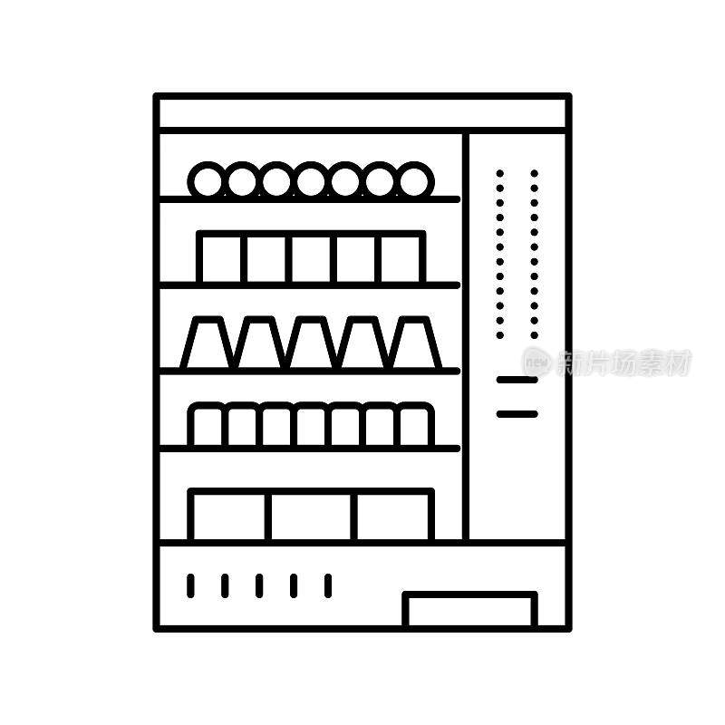 自动售货机糖果线图标矢量插图