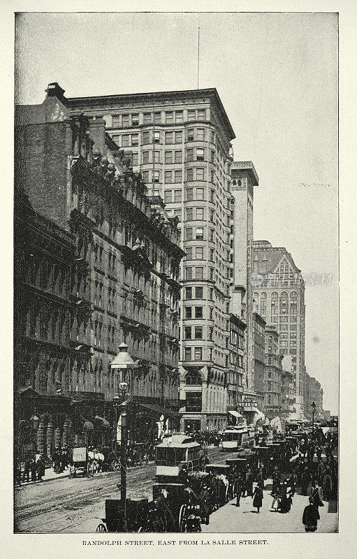 芝加哥伦道夫街，从拉萨尔街往东，19世纪90年代