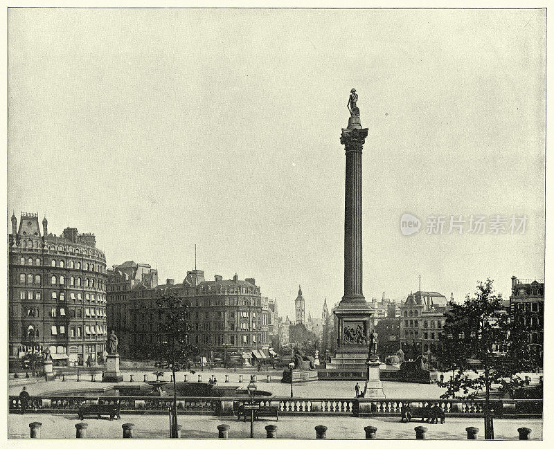 特拉法加广场和纳尔逊柱，维多利亚19世纪伦敦地标
