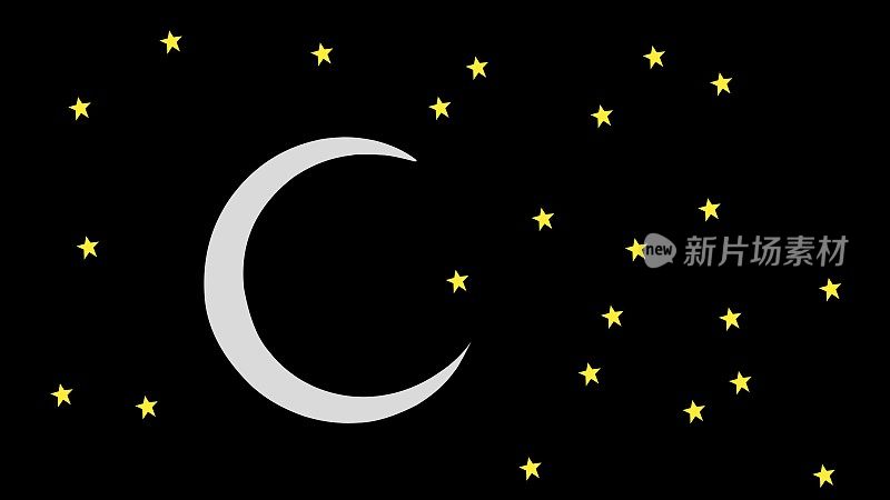 星星和月亮在黑色背景插图