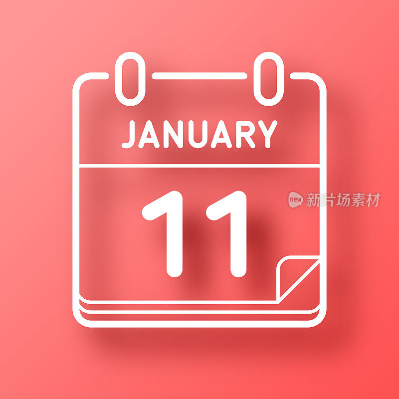 1月11日。图标在红色背景与阴影