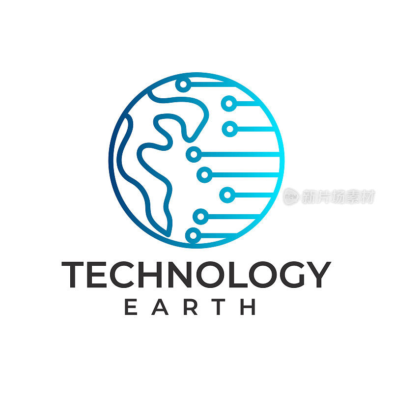全球通信技术抽象logo设计矢量模板线性风格，logo型互联网网站概念图标。