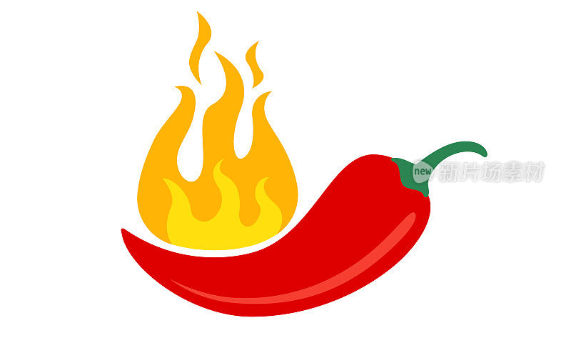 红辣椒的矢量图标。额外的辛辣食物。