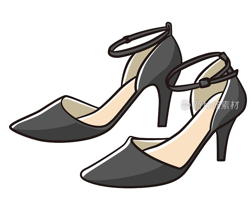 女士鞋和高跟鞋的简单线条插画