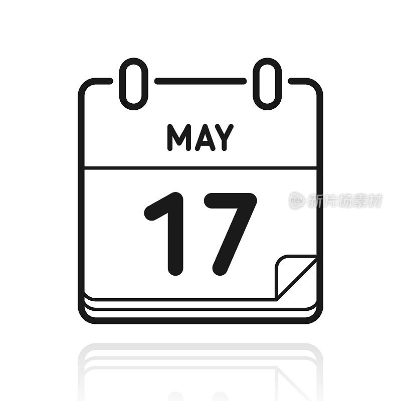 5月17日。白色背景上反射的图标