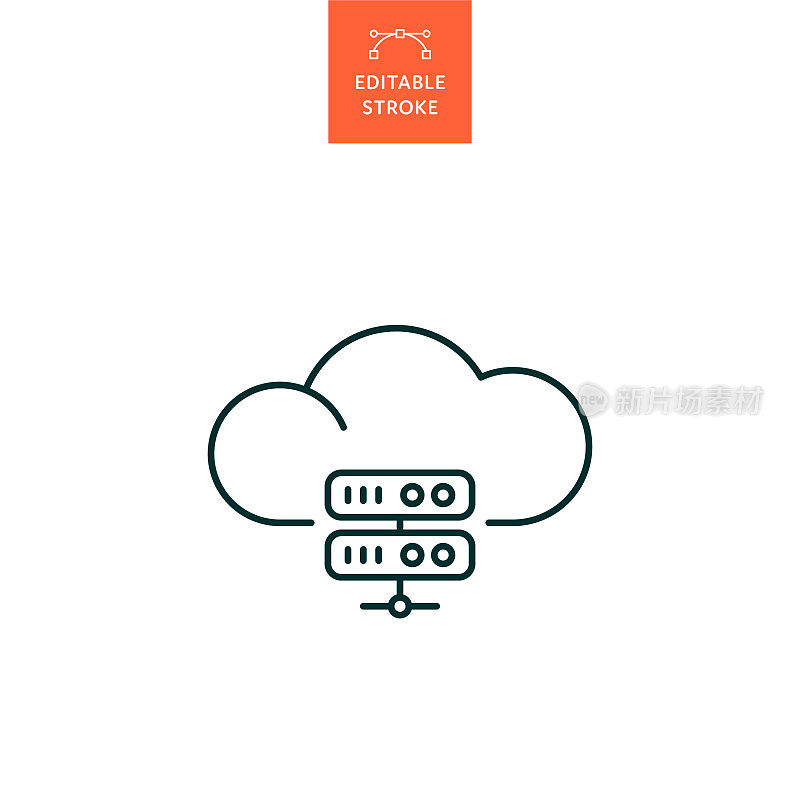 具有可编辑笔画的云服务器行图标。Icon适用于网页设计、移动应用、UI、UX和GUI设计。